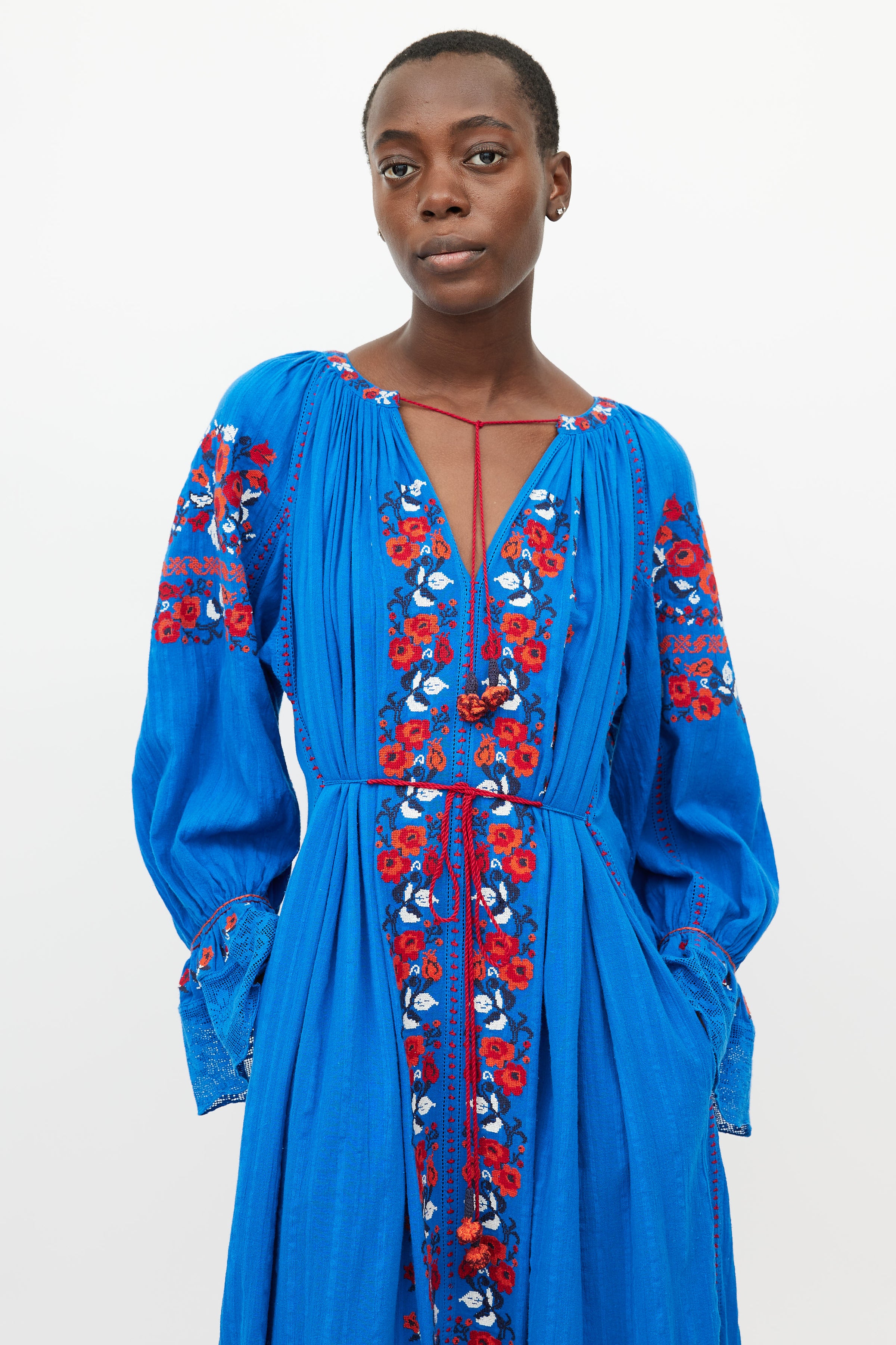 Ulla Johnson // Blue & Red Floral Embroidered Dress VSP Consignment Ulla Johnson // Blue & Red Floral Embroidered Dress VSP Consignment
