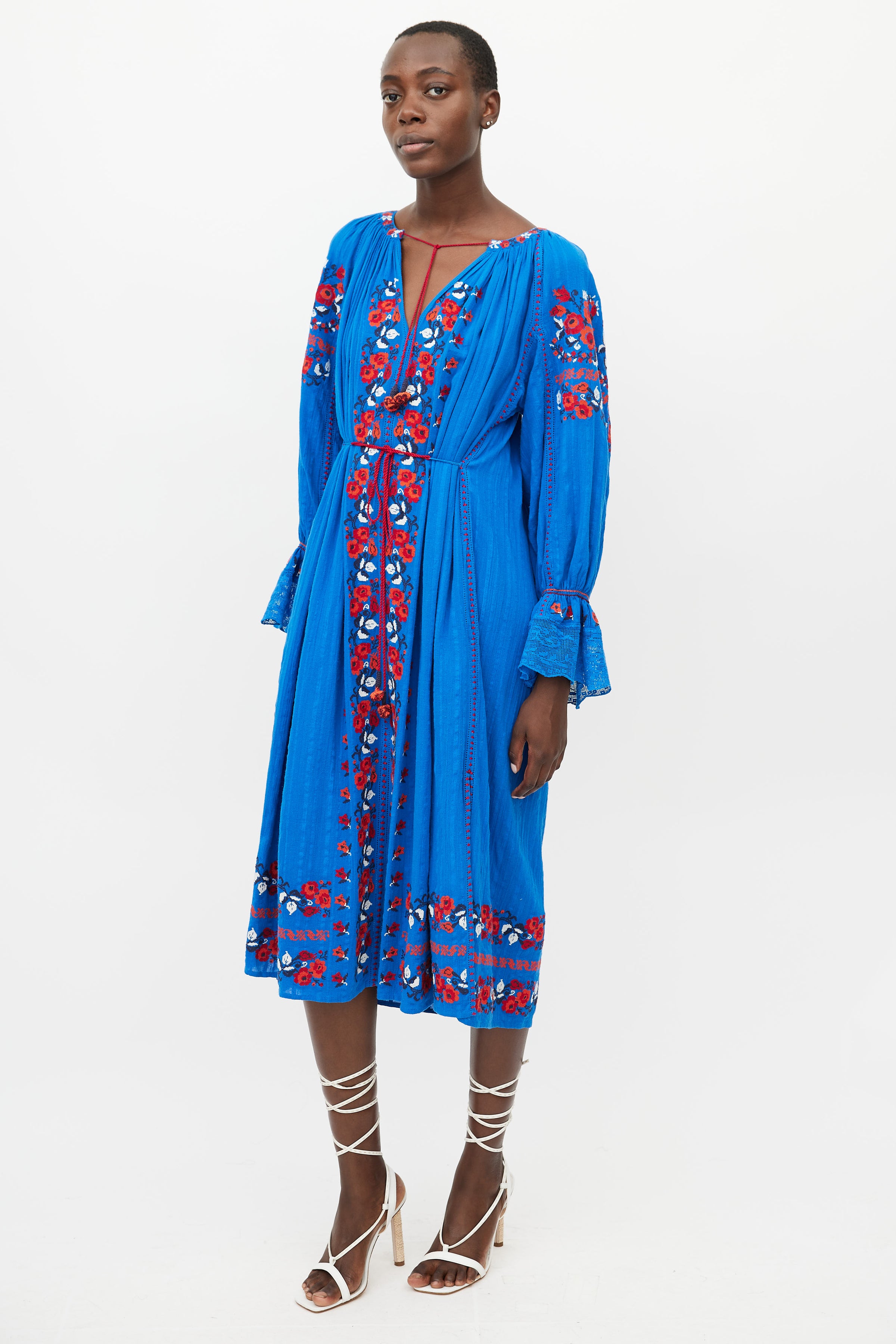 Ulla Johnson // Blue & Red Floral Embroidered Dress VSP Consignment Ulla Johnson // Blue & Red Floral Embroidered Dress VSP Consignment