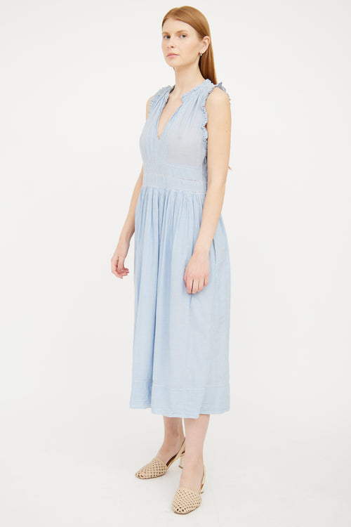 Ulla Johnson Blue & White Striped Maxi Dress