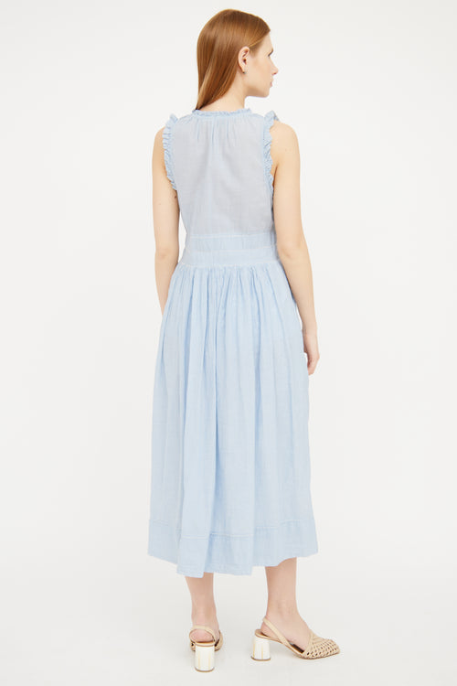 Ulla Johnson Blue & White Striped Maxi Dress