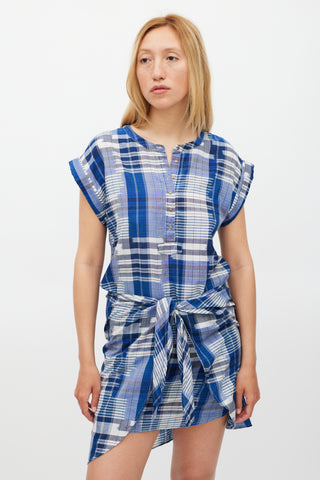 Ulla Johnson Blue & White Striped Wrap Front Dress