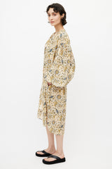 Ulla Johnson Brown Floral Belted Shirt Dress