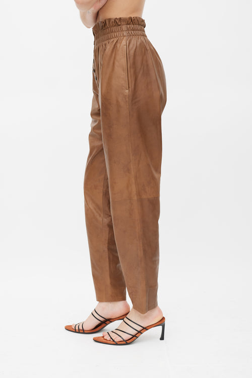 Ulla Johnson Brown Leather Paper Bag Pants