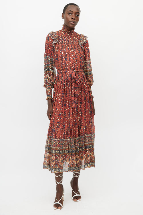 Ulla Johnson Brown & Multi Floral Maxi Dress