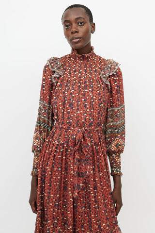 Ulla Johnson Brown & Multi Floral Maxi Dress
