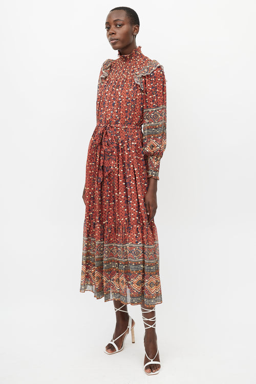 Ulla Johnson Brown & Multi Floral Maxi Dress