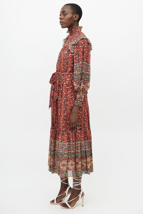 Ulla Johnson Brown & Multi Floral Maxi Dress