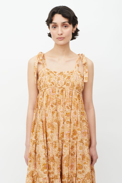 Ulla Johnson Brown & Multicolour Floral Midi Dress