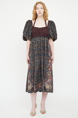 Ulla Johnson Green & Multicolour Nylon Paisley Dress