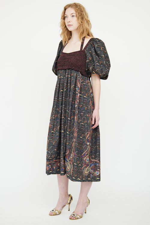 Ulla Johnson Green & Multicolour Nylon Paisley Dress