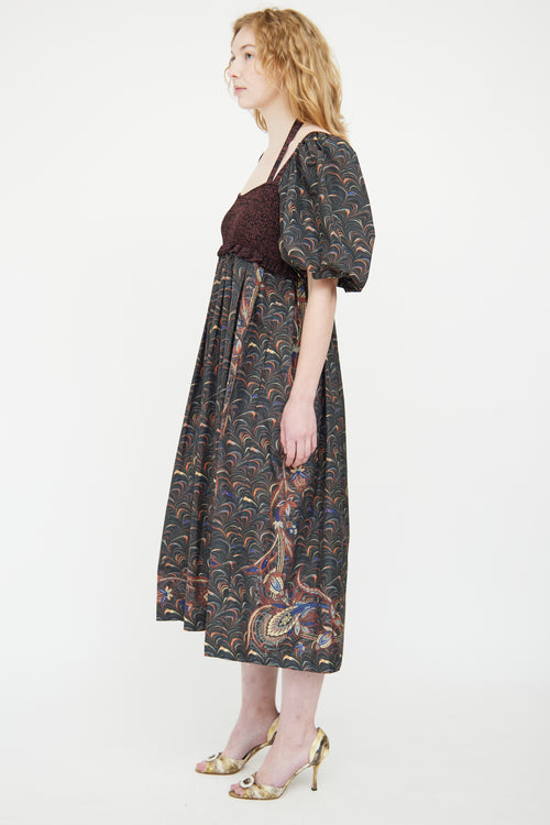 Ulla Johnson Green & Multicolour Nylon Paisley Dress