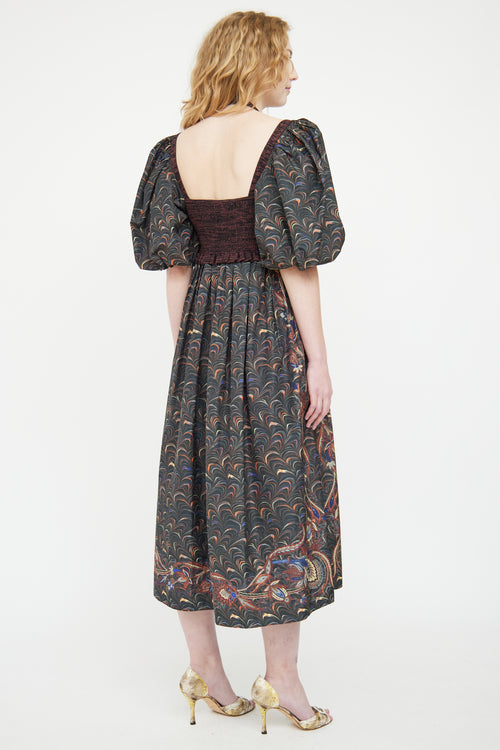 Ulla Johnson Green & Multicolour Nylon Paisley Dress