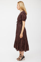 Ulla Johnson Brown & Pink Metallic Striped Dress