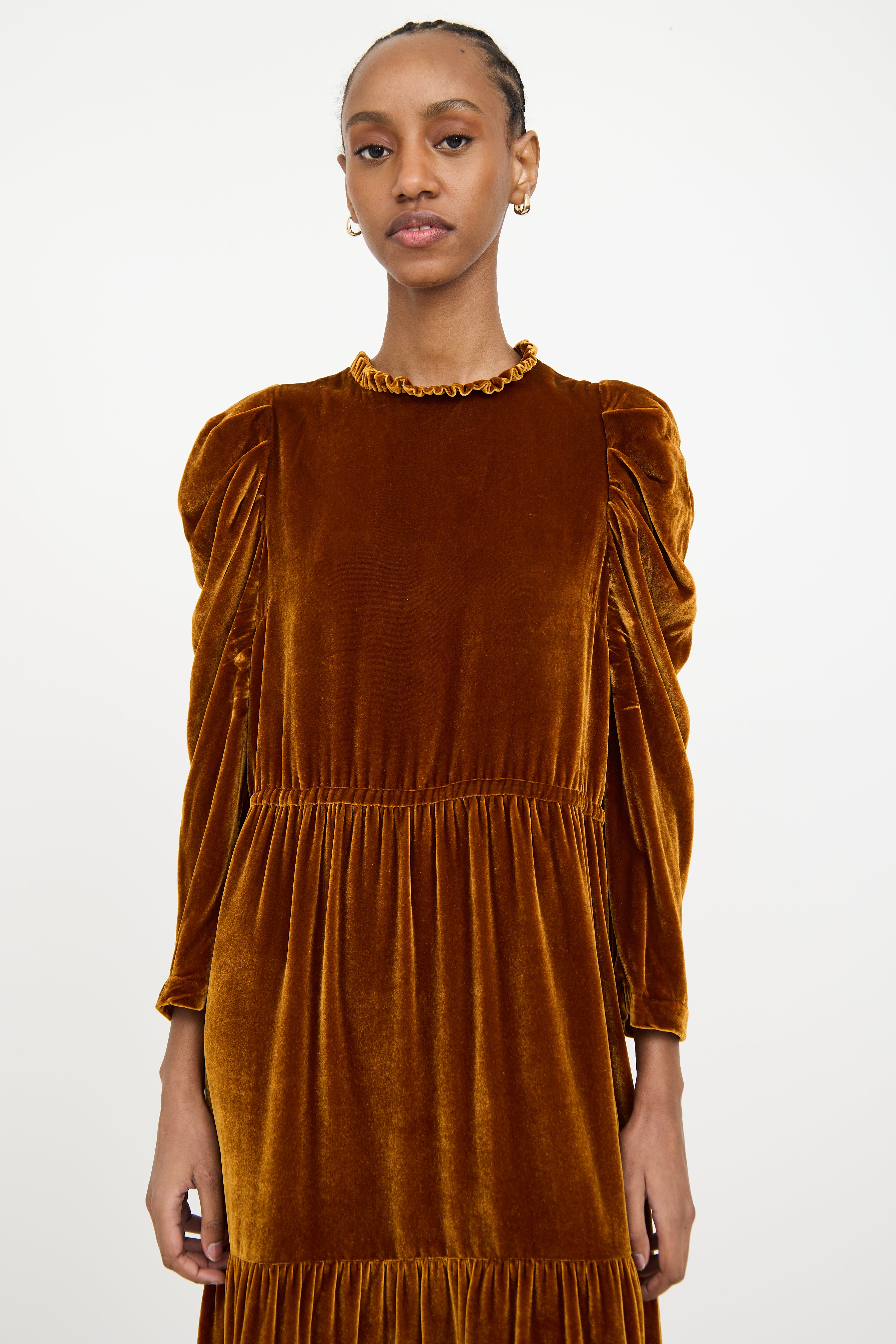 Ulla Johnson // Brown Velvet Tiered Dress VSP Consignment Ulla Johnson // Brown Velvet Tiered Dress VSP Consignment