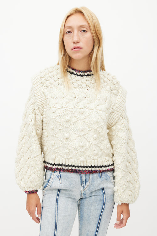 Ulla Johnson Cream & Multicolour Metallic Wool Knit Sweater