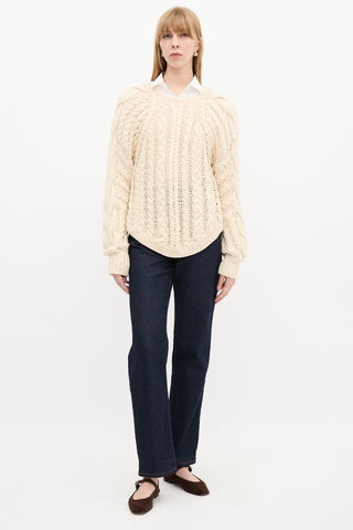 Ulla Johnson Cream Cable Knit Sweater