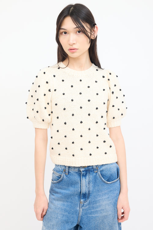 Ulla Johnson Cream Knit Polka Dot Sweater