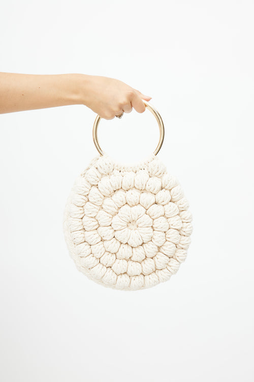 Ulla Johnson Cream & Gold Lia Crochet Hand Bag