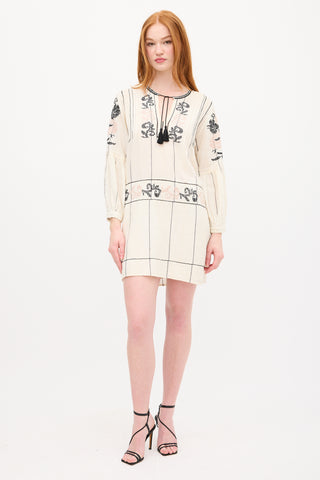 Ulla Johnson Cream & Multi Embroidered Tunic Dress