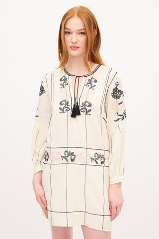 Ulla Johnson Cream & Multi Embroidered Tunic Dress