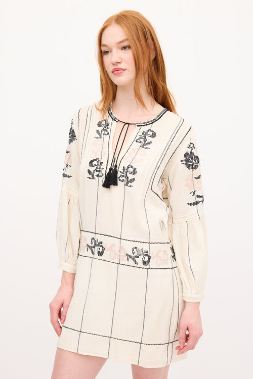 Ulla Johnson Cream & Multi Embroidered Tunic Dress