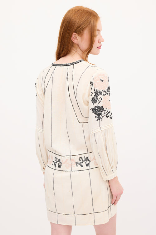 Ulla Johnson Cream & Multi Embroidered Tunic Dress