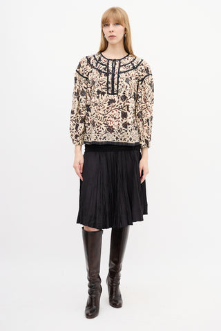 Ulla Johnson Cream & Multi Floral Printed Blouse