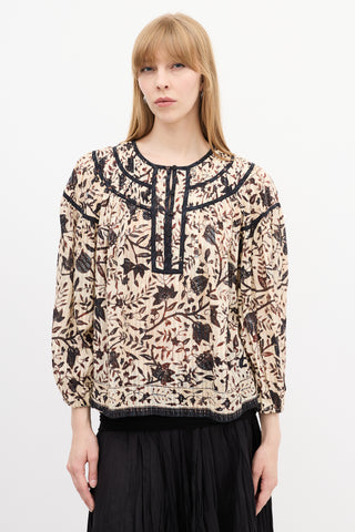 Ulla Johnson Cream & Multi Floral Printed Blouse