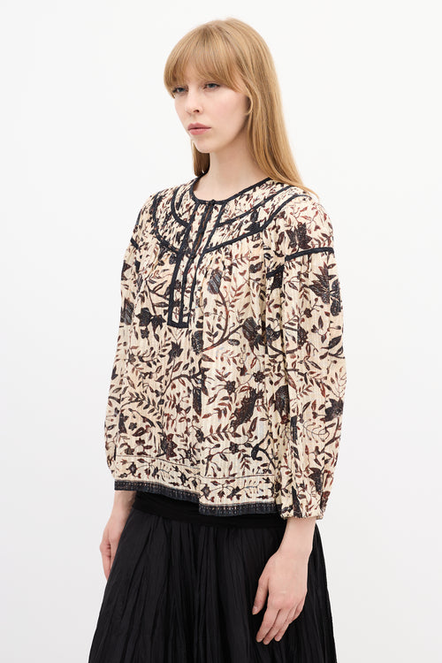 Ulla Johnson Cream & Multi Floral Printed Blouse