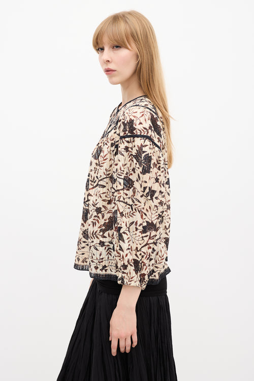 Ulla Johnson Cream & Multi Floral Printed Blouse