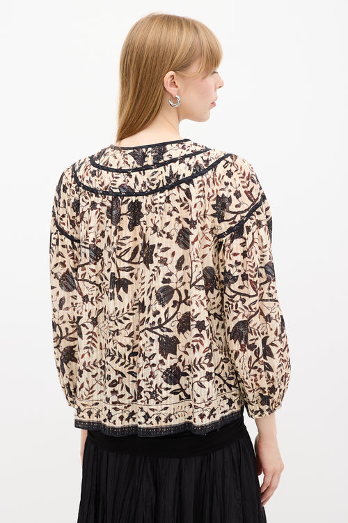 Ulla Johnson Cream & Multi Floral Printed Blouse