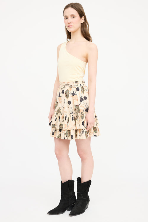 Ulla Johnson Pleated Floral Mini Skirt