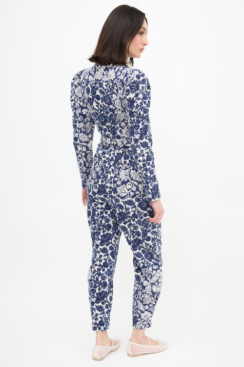 Ulla Johnson Denim Floral Hesper Jumpsuit