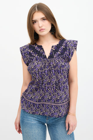 Ulla Johnson Floral Cap Sleeve Blouse