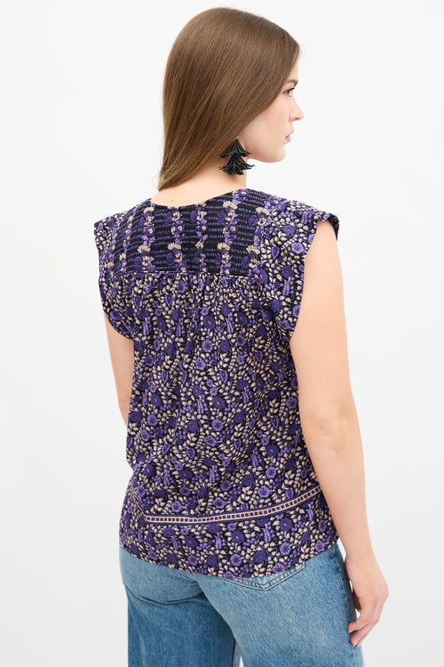 Ulla Johnson Floral Cap Sleeve Blouse