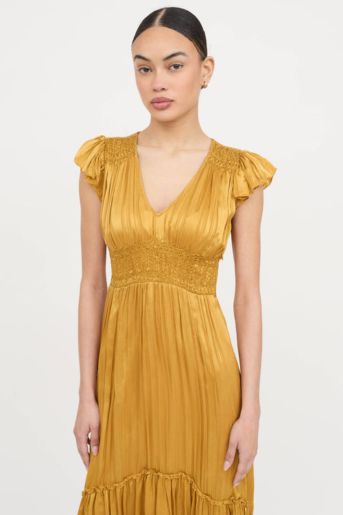 Ulla Johnson Pleated V-Neck Dress
