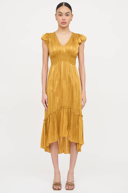 Ulla Johnson Pleated V-Neck Dress