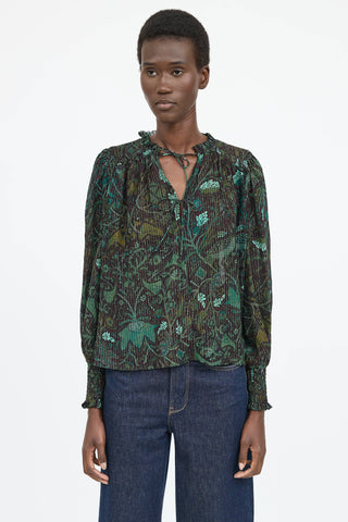 Ulla Johnson Ida Printed Tie Blouse