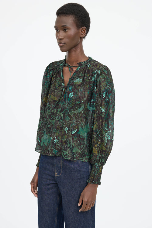 Ulla Johnson Ida Printed Tie Blouse