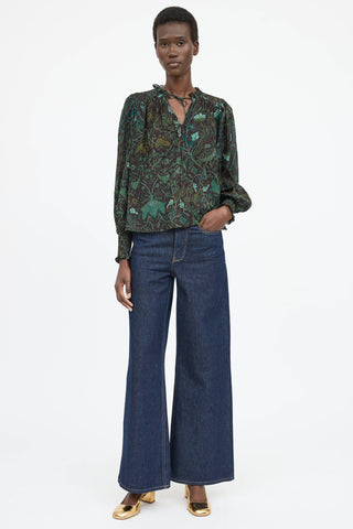 Ulla Johnson Ida Printed Tie Blouse