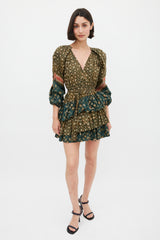 Ulla Johnson Green & Multicolour Cotton Printed Miranda Mini Dress