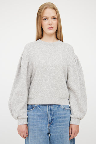 Ulla Johnson Light Grey Puff Sleeve Sweatshirt