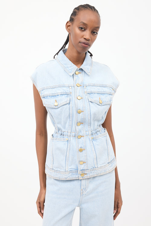 Ulla Johnson Light Wash Denim Odette Cinched Vest