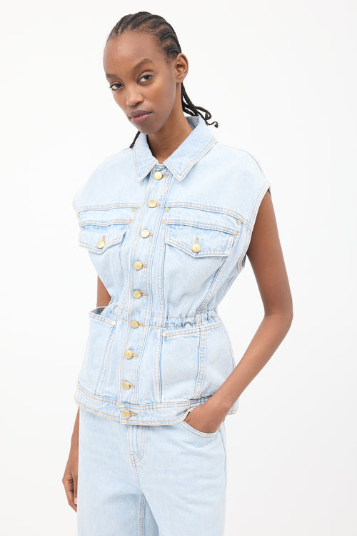 Ulla Johnson Light Wash Denim Odette Cinched Vest