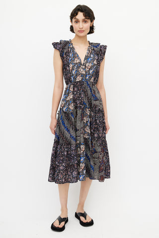 Ulla Johnson Black & Multi Print Dress