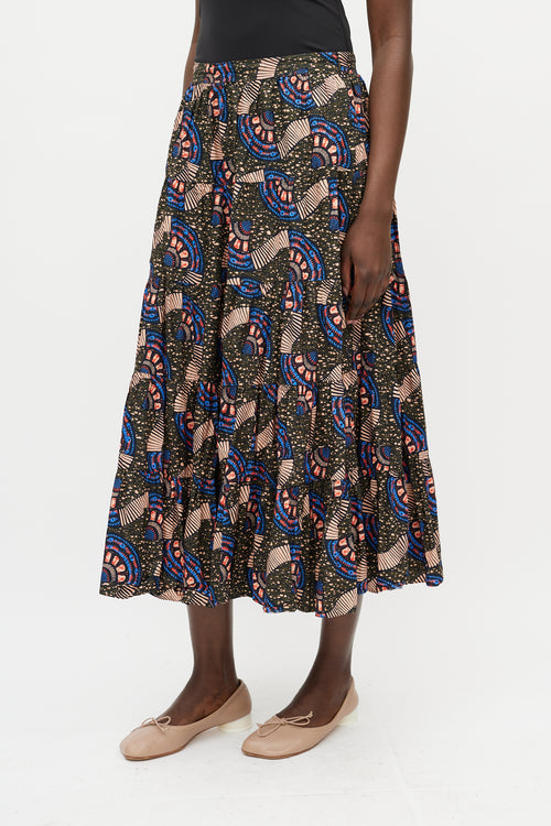 Ulla Johnson Multicolour Patterned Midi Skirt