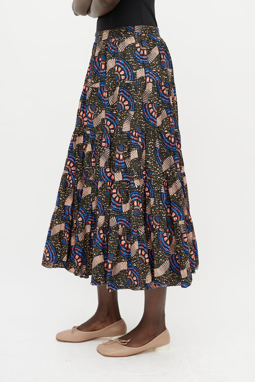 Ulla Johnson Multicolour Patterned Midi Skirt