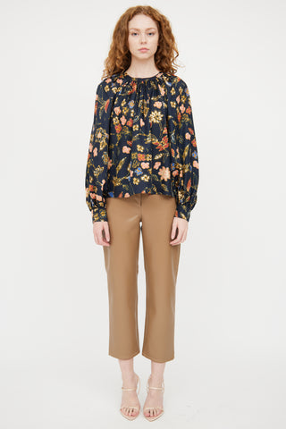 Ulla Johnson Navy & Multicolour Silk Paisley Top