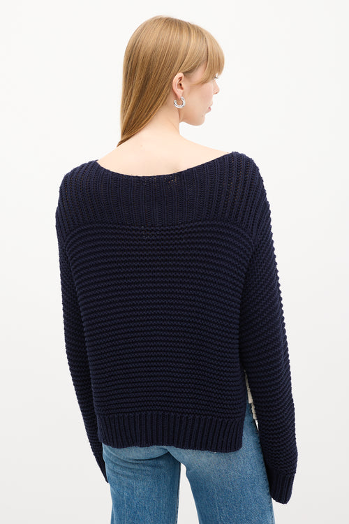 Ulla Johnson Navy Knit Lace Up Elliot Sweater