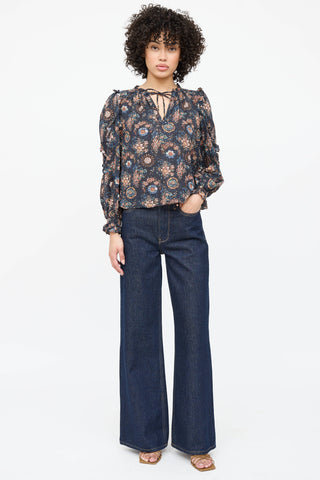 Ulla Johnson Floral Tie Top
